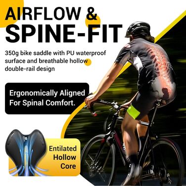 Зручний велосипедний сідло для чоловіків та жінок: широке, м'яке, гелеве, ергономічне. Підходить для MTB, Trekking, шосе, велотренажера, E-Bike. 27x16 см