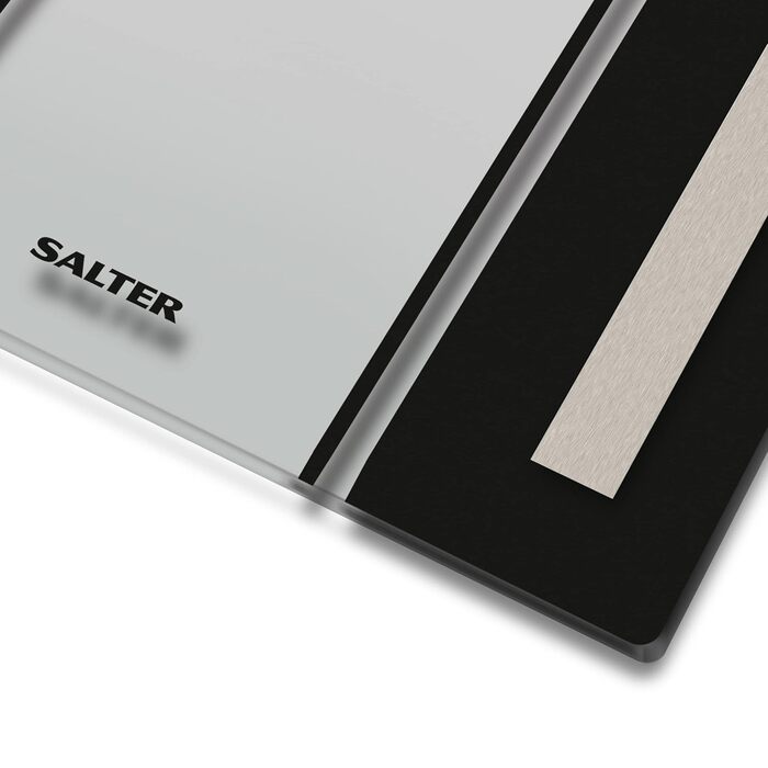Електронні ваги Salter 9128 BK3R для зважування людей, скляні, до 180 кг, 8 користувачів, спортсменський режим, вимірювання жиру, води, ІМТ, чорний/прозорий дизайн
