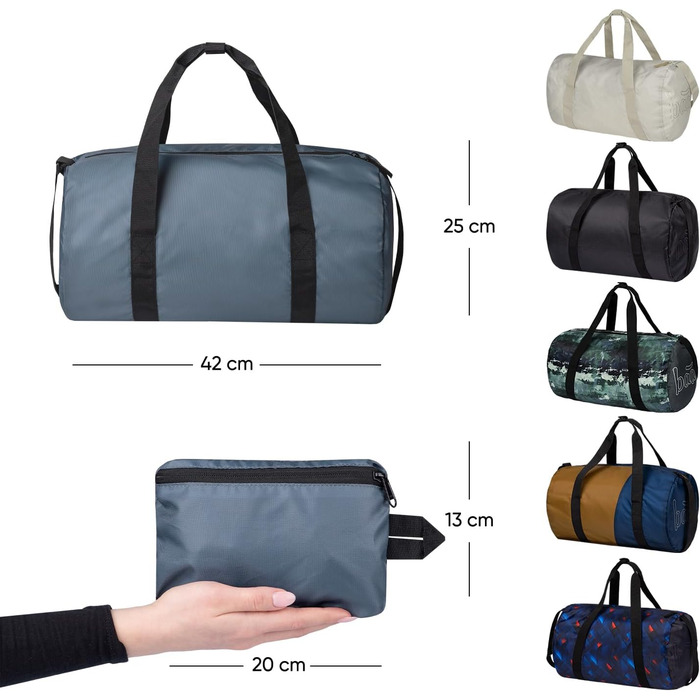 Спортивна сумка Baagl для дітей, хлопчиків та підлітків – компактна та складна, 22 л (Dust Blue)