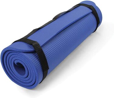 Фітнес-мат Fitness Mad для йоги та гімнастики, синій, 182×58 см, NBR піна, антибактеріальна поверхня, з ременем для перенесення, для дому і спортзалу