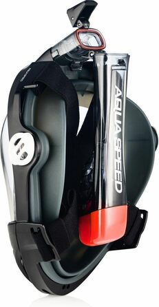 Маска для дайвінгу та снорклінгу Aqua Speed BRIZO 180° з камеротримачем, повнолицева, для дорослих і дітей, чорна, розмір L-XL