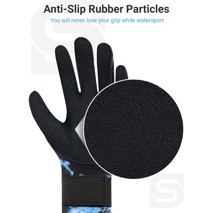 Рукавички для дайвінгу Sushall з неопрену, 3 шт. для чоловіків, тепла та антиковзаюча поверхня, еластичне зап'ястя для дайвінгу, серфінгу, снорклінгу (S, блакитний)
