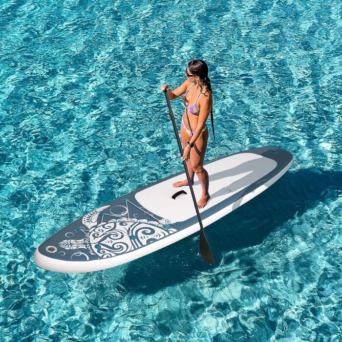 Надувний SUP-борд FEATH-R-LITE Stand Up Paddling Board: стабільний дизайн, преміум аксесуари (сірий)