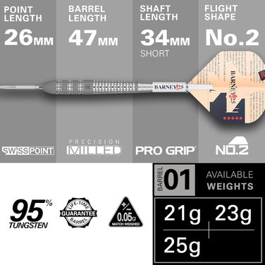 Дротики Target Raymond Van Barneveld RVB 25th Edition 95% вольфраму з металевим вістрям, набір для дартсу