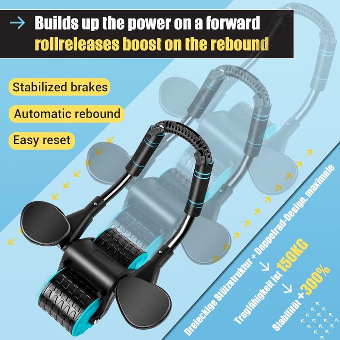 Автоматичний ролик для пресу з відскоком, нові колеса, тренажер для пресу, ролик для пресу з подвійними колесами