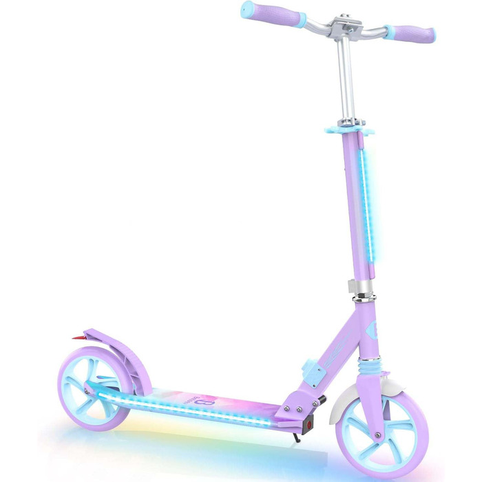 Самокат трюковий BELEEV з LED підсвіткою, регульованою висотою, колесами 200мм, ABEC-9, амортизацією та ременем для перенесення. Складний міський самокат для дітей від 6 років, підлітків та дорослих.