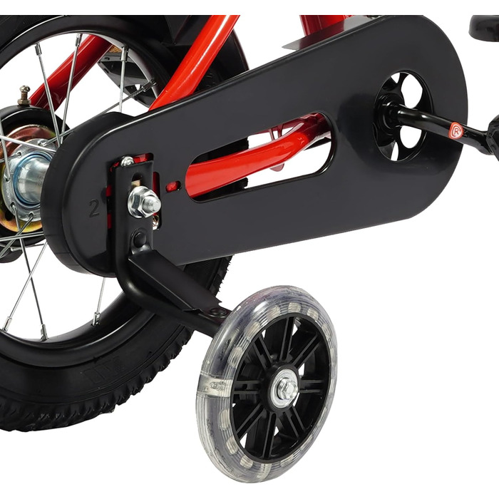 Дитяче велосипед 12 дюймів, для дітей 2-5 років з бічними колесами, тренувальний велосипед з пляшкою та кошиком, велосипед для дівчаток та хлопчиків, регульована висота, червоний