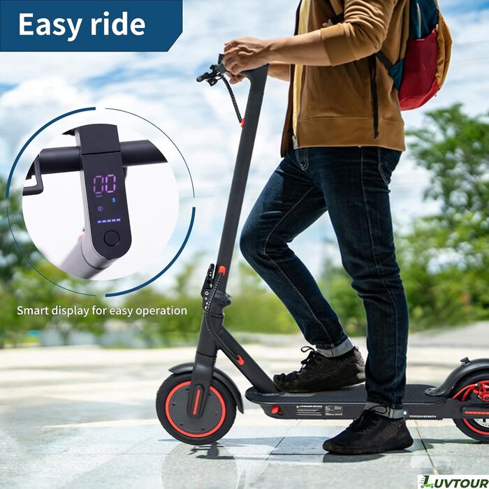 Електросамокат LuvTour ES-S3 PRO для дорослих, 20 км/год, запас ходу 40 км, складаний, з додатком, подвійні гальма, 8,5'' пневматичні колеса, чорний