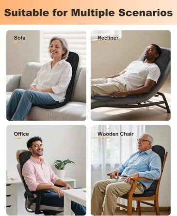 Масажний накид Snailax з 10 вібраційними моторами та підігрівом для спини та шиї. Зручний для дому, офісу та в подорожах. Чорний колір.