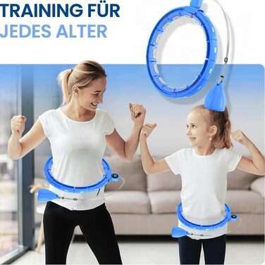 Leiser Smart Hula Hoop Gymside Hoopside Pro: для схуднення та фітнесу, з масажними шипами, 18 знімних секцій (Блакитний)