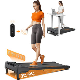 Бігова доріжка REPOWER для дому Walking Pad, автоматичний підйом 9%, супертиха, з пультом, для робочого столу, 136 кг, 3 рівні, помаранчева