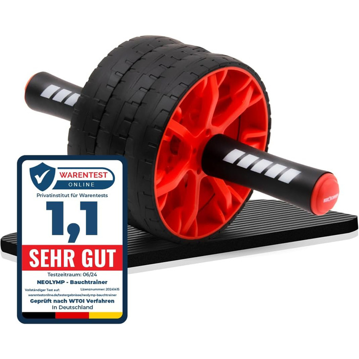 NEOLYMP Bauchtrainer для дому з підкладками для колін, килимком та роликом для пресу - тренажер для пресу, ролик для пресу, ролик-тренажер для пресу, Coremaster