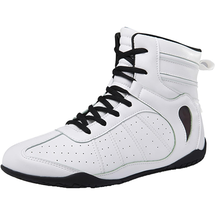 Жіночі боксерські черевики, хай-топ, тренувальні, для боротьби, шкіряні, білі. Ідеальні для фітнесу та занять боротьбою. Розмір 38 EU