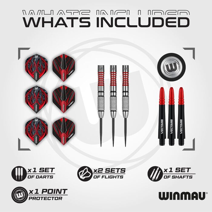 Дартс WINMAU Navigator 90% вольфрам, сталевий наконечник, комплект з оперенням та держателями