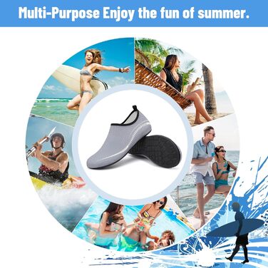 Чоботи для плавання та водного спорту: чоловічі та жіночі, неопренові, для пляжу, серфінгу, плавання. Легкі домашні тапочки для відпочинку (35 EU, сірий)