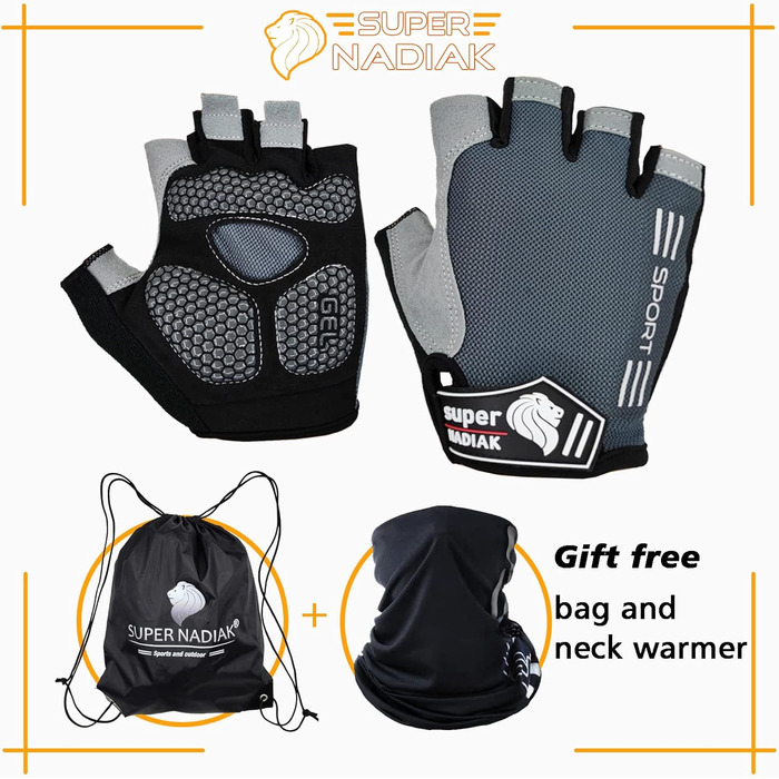 Велосипедні рукавички літнього сезону, напівпальцеві, для жінок та чоловіків, MTB/BMX, фітнес, чорний/сірий (XL)