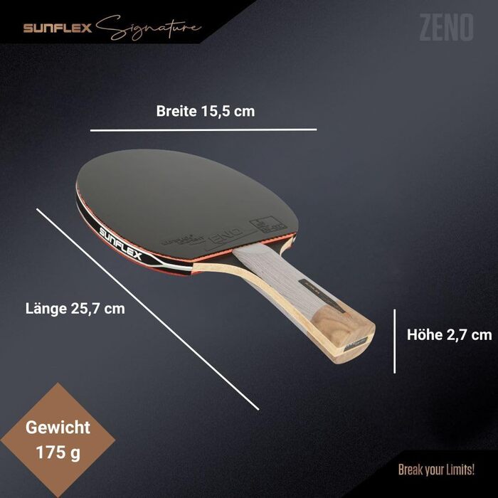 Sunflex® ITTF сертифікована професійна ракетка для настільного тенісу Signature з високоякісної деревини, змагальне покриття, для досвідчених гравців, у магнітній коробці Zeno