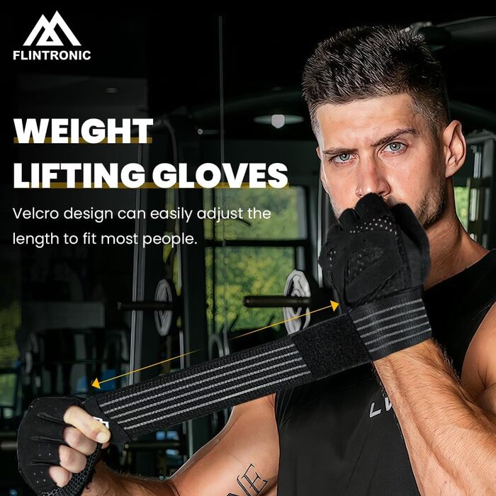 Фінтронік Фітнес Рукавички: Дихаючі рукавички з підтримкою зап'ястя, неслизькі силіконові рукавички для тренувань, важкої атлетики, фітнесу та підтягувань