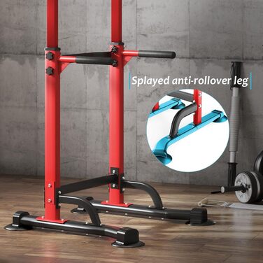 Power Tower Sogesfurniture: турнік, турнічок, штанга для дому, регульована висота 165-210 см, чорний/червоний