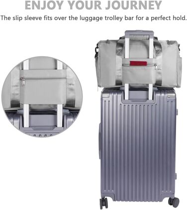 Складана дорожня сумка Flintronic 36L, водонепроникна спортивна сумка для подорожей, велика сумка для чоловіків і жінок, з біркою для багажу, сіра