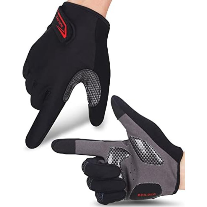 Велосипедні рукавички без пальців для фітнесу, антибактеріальні, нековзкі, амортизуючі рукавички для їзди на велосипеді для чоловіків та жінок (S, повний палець-чорний)