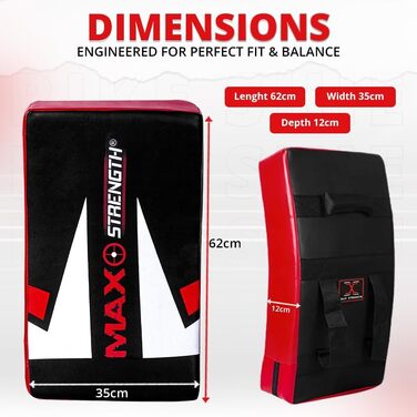 Боксерська лапа-щит Max Strength для MMA, Муай-Тай та єдиноборств, ударна подушка для відпрацювання хуків та джебів, товщина 8.3 см (Чорний/Червоний, 1 шт)