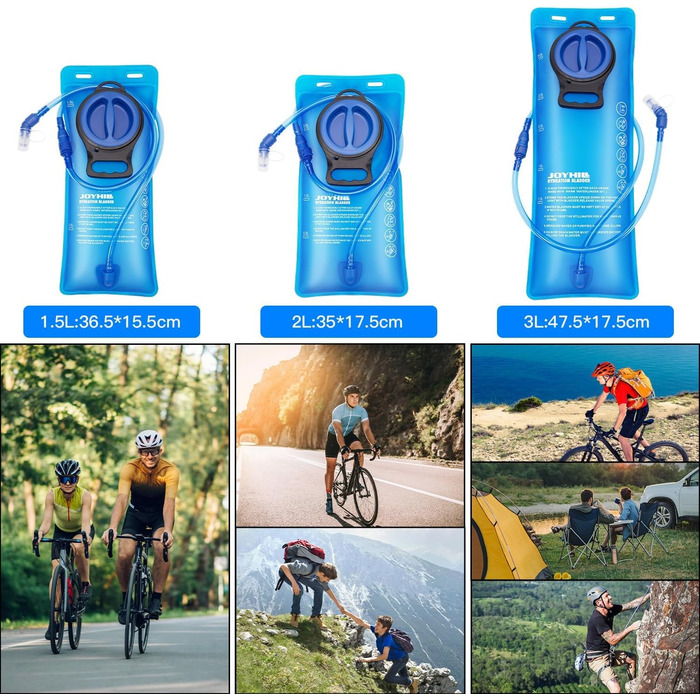Гідратор JOYHILL 1.5/2/3 л з клапаном, TPU, водонепроникний резервуар для води для рюкзака, трекінгу, велоспорту, кемпінгу