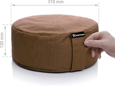 Кругла йога-подушка BODYMATE 31 см з гречаним лушпинням, чохол з бавовни, для медитації, колір шоколад