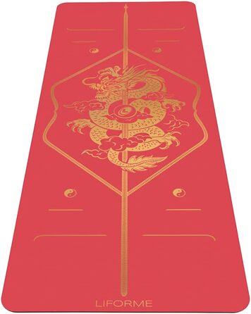 Йога-мат Liforme Zodiac Dragon Red — екологічний, нековзкий, з унікальною системою розмітки, біорозкладний