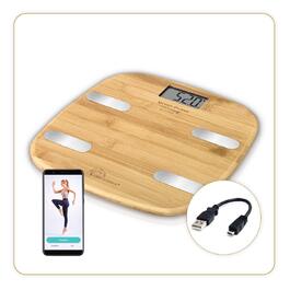 Ваги для вимірювання жиру LITTLE BALANCE 8359 Bambou Connect-4, USB, до 150 кг, без батарейок, з підключенням, бамбук
