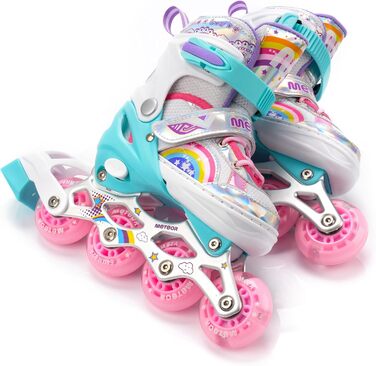 Дитячі ролики-інлайнери LED з регулюванням, кольорові, з підсвічуванням, для перших спроб катання, з батютком