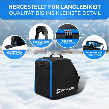 Чохол для лижних черевиків STYNGARD з відділенням для шолома [40 л] - чорно-білий/чорно-синій