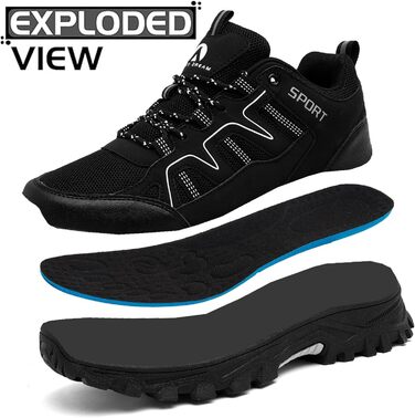 Черевики для хайкінгу/трекінгу чорного кольору. Легкі, дихаючі туристичні черевики для жінок та чоловіків, 38 EU.