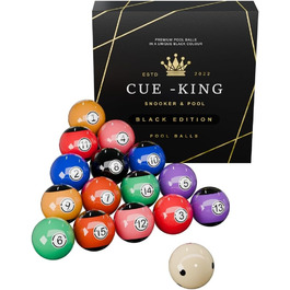 Преміум-набір для більярду: чорні кульки для більярду, клас AA+, 5,1 см, стандартний розмір UK, набір з кульками для більярду з позначками, для більярдного столу