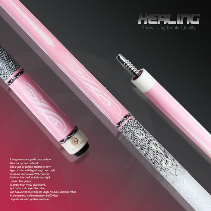 Професійний бильрд для жінок у рожевому кольорі, з шкіряною та карбоновою ручкою, діаметр кінчика 12,4 мм, для аматорів та професіоналів