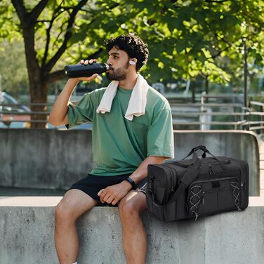 Спортивна сумка для подорожей BAGZY 70л, велика водонепроникна дорожня сумка-чохл для чоловіків та жінок, сумка-вікенд для залу, кемпінгу та відпустки (Сіра)
