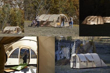 Намет Grand Canyon Helena 3: сімейний тунельний намет для 3 осіб, з перегородкою в спальні, великим тамбуром, вбудованим дном, легкий у встановленні, бежевий