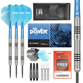 Дарти Target Phil Taylor 22G Wolfram: сталеві дротики з наконечниками, 9 Pro Grip, 9 Pro Ultra, чохол для дартс