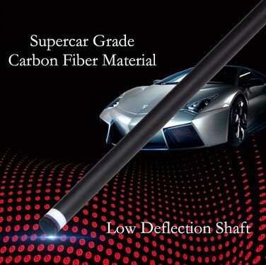 Moyerely: Професійний кий для більярду з карбону, 11.8 мм/12.5 мм, низька дефлекція, з кейсом MF3