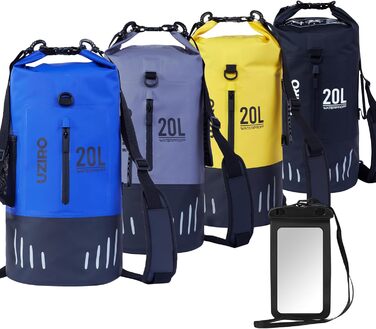 Водонепроникний рюкзак UZIRO 20L, Dry Bag, для активного відпочинку (Блакитний)