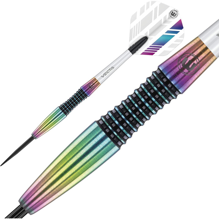 Дротики для дартсу WINMAU Elektra 90% вольфраму, Urban Grip, призматичні флайти, Vecta штифти, 22-26 г, торпедоподібний профіль