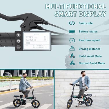 Електровелосипед HITWAY 16'' складаний, 250W, 36V 8,4Ah, до 70 км, міський для чоловіків і жінок, чорний