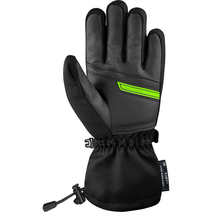 Reusch Унісекс зимові лижні рукавички Crosby R-tex XT, водонепроникна мембрана, теплі спортивні рукавички для сноуборду і катання, чорні/неоново-зелені, розмір 8