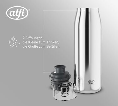 Термос-термобутилка alfi ISO 500 мл з нержавіючої сталі, полірування, герметична кришка, зберігає тепло 12 годин, холод 24 години, підходить для газованих напоїв, BPA-free