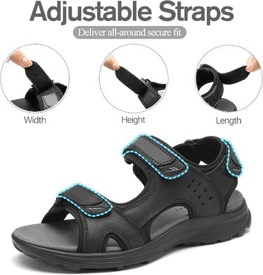 Чоловічі сандалі FLARUT для туризму та відпочинку на природі. Легкі сандалі з натуральної шкіри, чорного кольору, розмір 40 EU. Ідеальні для літа та активного відпочинку.