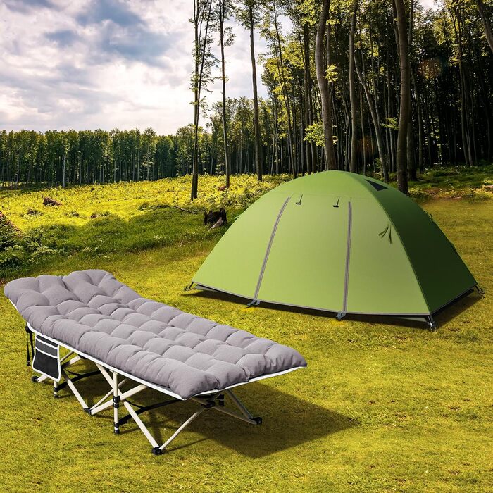 Кемпінгове ліжко YITAHOME для дорослих, розкладне, з матрацом, міцне, блакитне