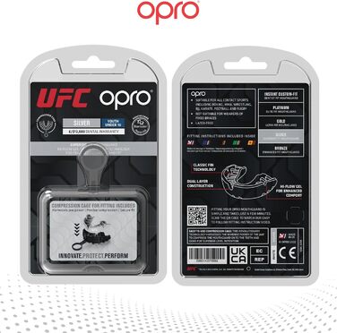 Захист для зубів OPRO Mundschutz Silber-Level – для боксу, MMA, кікбоксингу, хокею, регбі – для дорослих та дітей – самоадаптуюча накладка – з гарантією стоматолога – білий/срібний – для юніорів (до 10 років)