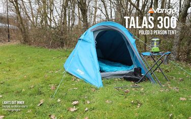 Намет Vango Talas 300 Tunnel: 3-місний, водонепроникний, зелений для кемпінгу та пригод