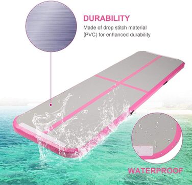 Надувний гімнастичний мат Air Turn Track Matte для tumbling, йоги та фітнесу, протиковзкий та водонепроникний (Рожевий, 3 м)