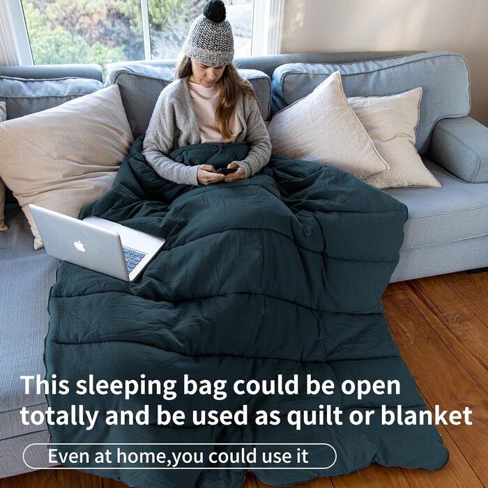 Спальний мішок Naturehike для дорослих, легкий прямокутний, з'єднувальний, 3-сезонний, для кемпінгу та походів (блакитний)